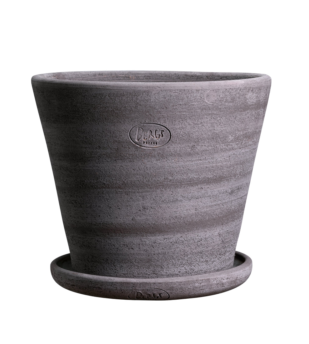 Bergs Potter / Julie Raw Rustic Pot & Saucer / Grey / 40cm